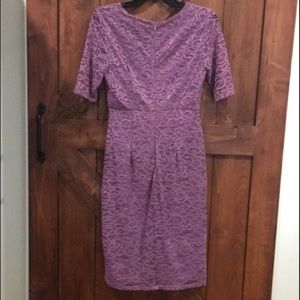 Lavender lace quarter sleeve pencil dress